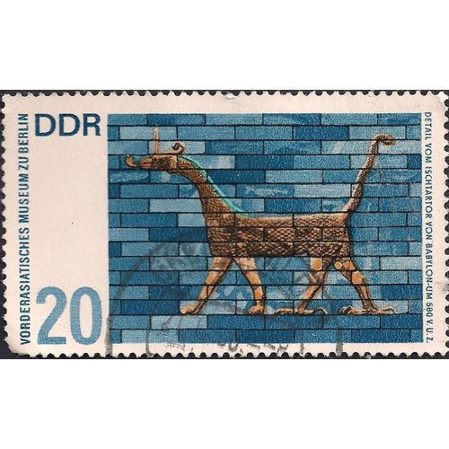 DDR, Babylonian reptile, blue 1966, 20Pf