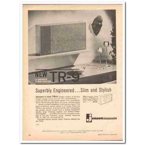JENSEN MFG COMPANY 1962 Stylish TR-9 Loudspeakers stereo vintage ad