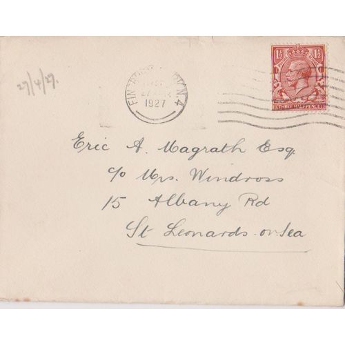 GB 1927 cover to St Leonards on Sea with Finsbury postmark