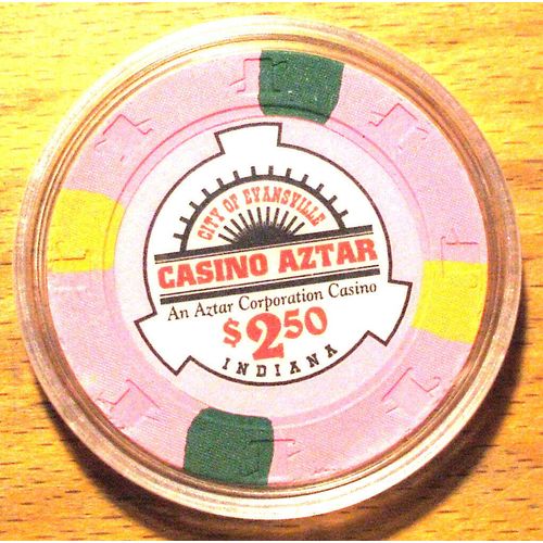 Casino Aztar $2.50 Casino Chip - Evansville, Indiana - 1995 - Primary Chip