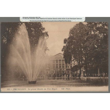 POSTCARD BRUXELLES BELGIUM LE GRAND BASSIN DU PARC-ROYAL 1914 BM172
