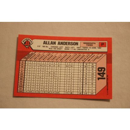 Allan Anderson 1989 Bowman TIFFANY NO. 149