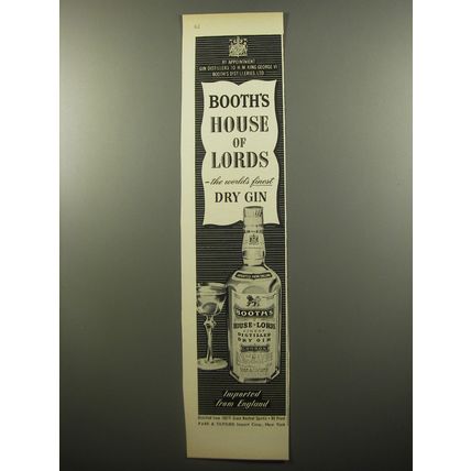 1950 Booth's House of Lords Gin Ad - the world's finest