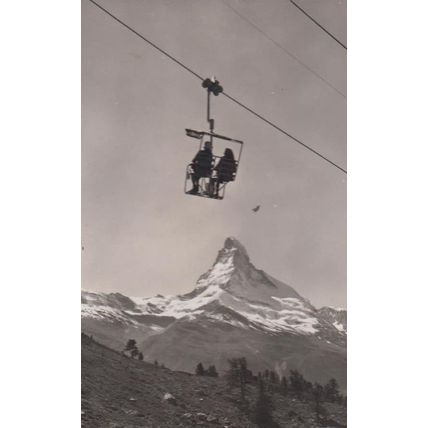 Sesselbahn Zermatt Sunnegga Matterhorn German Cable Car Real Photo Postcard