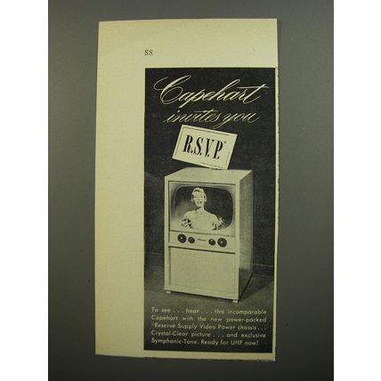 1952 Capehart Television Ad - Capehart invites you R.S.V.P.