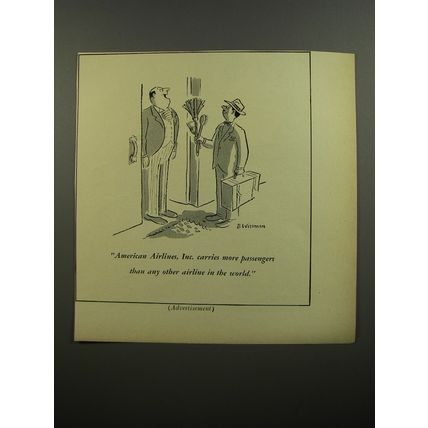 1952 American Airlines Ad - cartoon by Bernard Wiseman - Brush Salesman