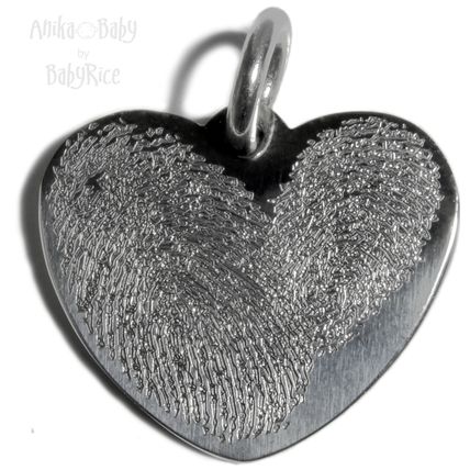 Personalised Adult Fingerprints Heart Pendant charm Stainless Steel Silver tone