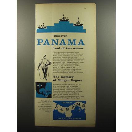 1956 Panama Tourism Ad - Discover Panama land of two oceans