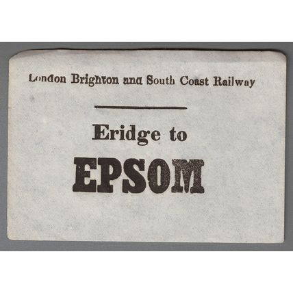 LONDON BRIGHTON & SOUTH COAST RAILWAY LUGGAGE LABEL - ERIDGE to EPSOM
