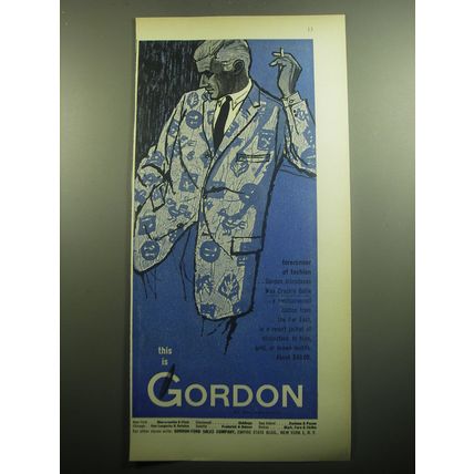 1958 Gordon-Ford Wax Crackle Batik Resort Jacket Ad - Forerunner of fashion