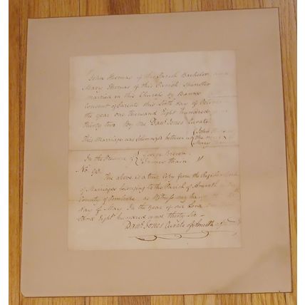 John Thomas & Mary Thomas Marriage Document Amroth UK 1836