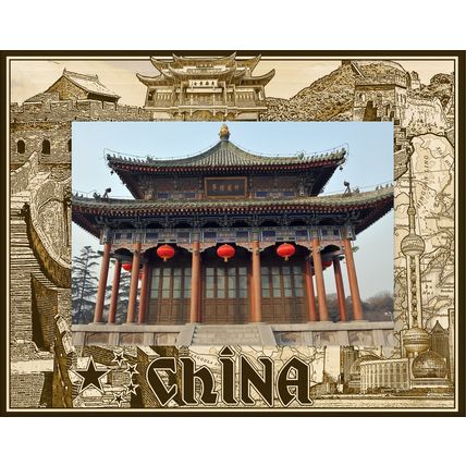 China Laser Engraved Wood Picture Frame Landscape (3 x 5)