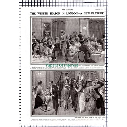 The Lotus Club London Supper Room Mr F H Payne - 1914 Two-Part Print / Clipping