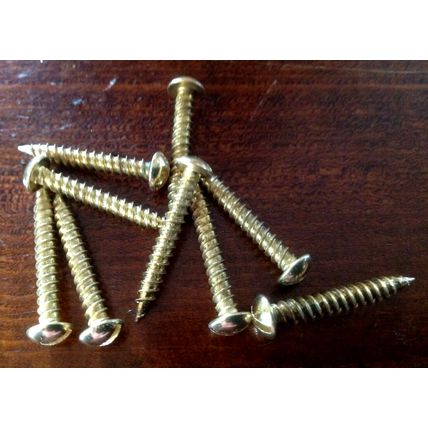 3kg = 2,000 Brass plated wood screws, (6 x 1") Round head slot 3.5 x 25mm