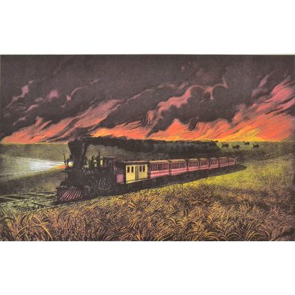 PRAIRIE FIRES OF THE GREAT WEST 1952 Nathaniel Currier James Merritt Ives PRINT