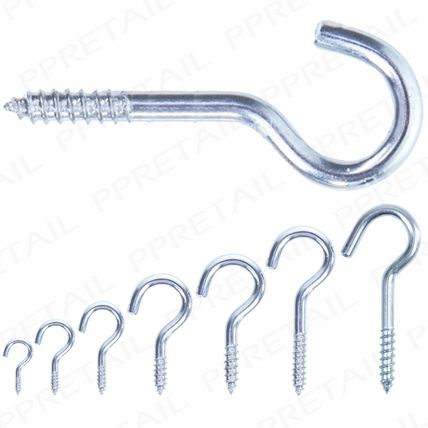 SMALL-LARGE STRONG CUP HOOKS 19/22/25/32/40/50/55mm Silver Zinc Hanging Mug Peg