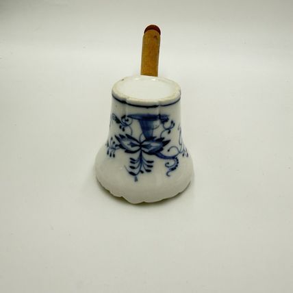 Antique Meissen Germany Blue Onion Meat Tenderizer with Wooden Handle Flaw