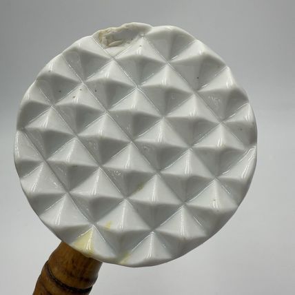 Antique Meissen Germany Blue Onion Meat Tenderizer with Wooden Handle Flaw