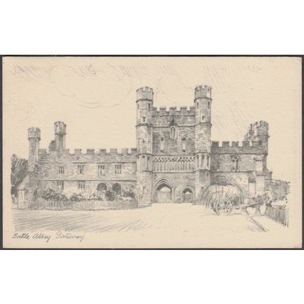 Battle Abbey Gateway, Sussex, c.1940s - Shoesmith & Etheridge Postcard