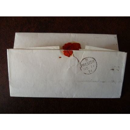 1871 GB QV 1d Red stamp 137 HN entire Charnley London Preston Imperial Fire