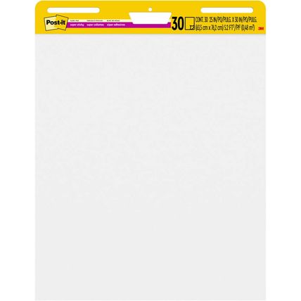 Post-It Super Sticky Easel Pad, 25 in X 30 In, White, 30 Sheets/Pad, 4 Pads/Pack