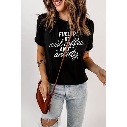 Black FUELED BY iced coffee AND anxiety Graphic Tee