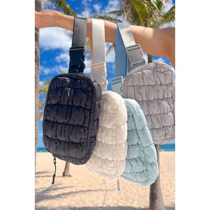 White Quilted Puffer Belt Bag Fanny Pack