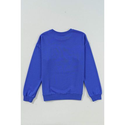 Dark Blue Game Day Crew Neck Graphic Pullover Sweatshirt