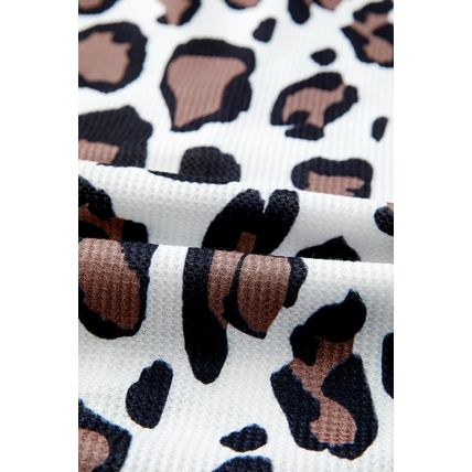 Apricot Oversized Leopard Contrast Mixed Texture Patchwork Zip Up Drop Shoulder