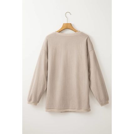 Smoke Gray Western Cowgirl Graphic Corduroy Baggy Sweatshirt
