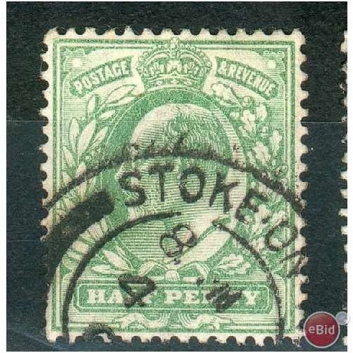 GB stamps 1902-10 -1/2d SG215 Stoke on Trent cancel 3