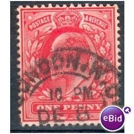 GB stamps 1902-10 KEV11 - 1d SG219 London 41