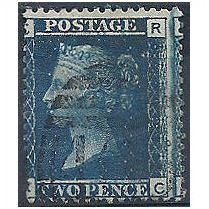 1858 SG47 2d Blue Plate 12 Good+ Used Check Letters "RC".