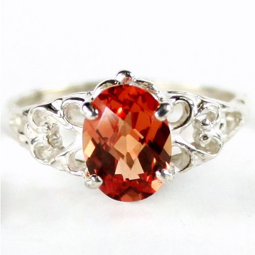 Created Padparasha Sapphire, 925 Sterling Silver Ring, SR302