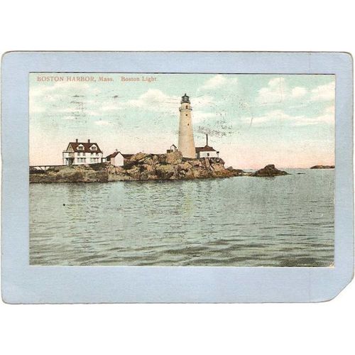 MA Boston Harbor Lighthouse Postcard Boston Light lighthouse_box1~403