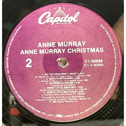 Anne Murray Christmas 1988 LP Vinyl Record Album (P10)