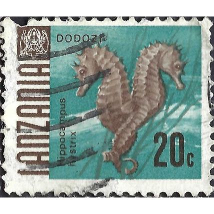 TANZANIA, FISH, Spiny Seahorse, blue-green 1967, 20c, #2