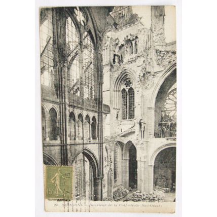 vintage postcard Soissons interior of Cathedral