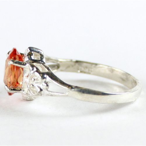 Created Padparasha Sapphire, 925 Sterling Silver Ring, SR302