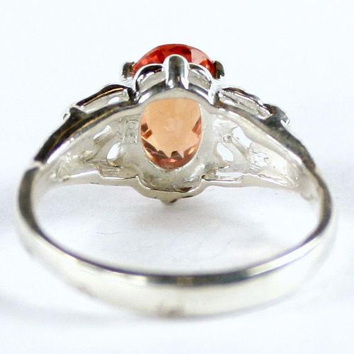Created Padparasha Sapphire, 925 Sterling Silver Ring, SR302
