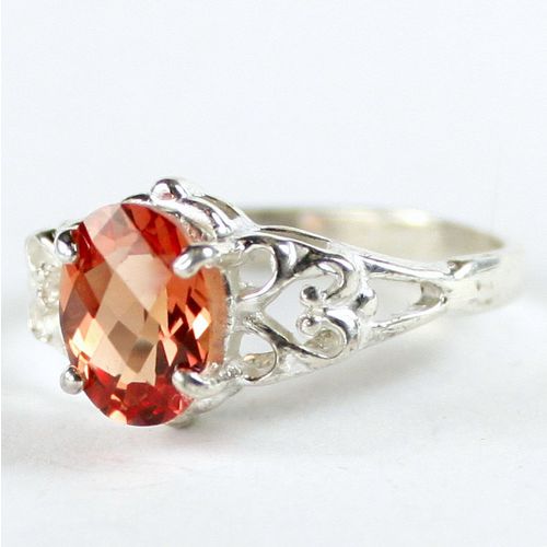 Created Padparasha Sapphire, 925 Sterling Silver Ring, SR302