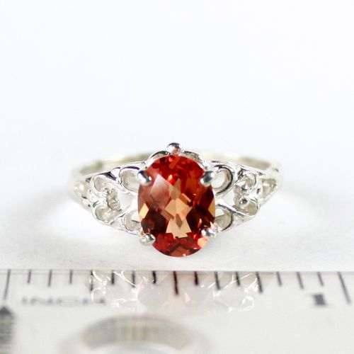 Created Padparasha Sapphire, 925 Sterling Silver Ring, SR302