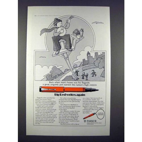 1971 Parker Big Red Pen Ad - Writes Again!