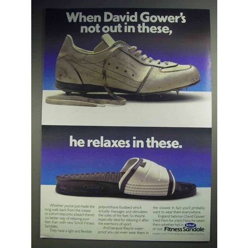 1984 Scholl Fitness Sandale Ad - David Gower's Not in These
