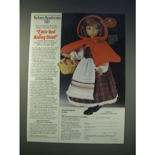 1989 Ashton-Drake Little Red Riding Hood Doll Ad - Out of a favorite fairy tale