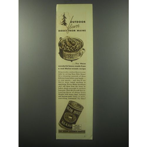 1937 Bean Hole Beans Ad - Outdoor flavor direct from Maine