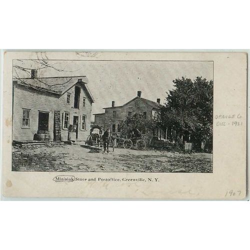 New York Greenville Minisink Store and Post Office Old Buildings w/Horses ~202