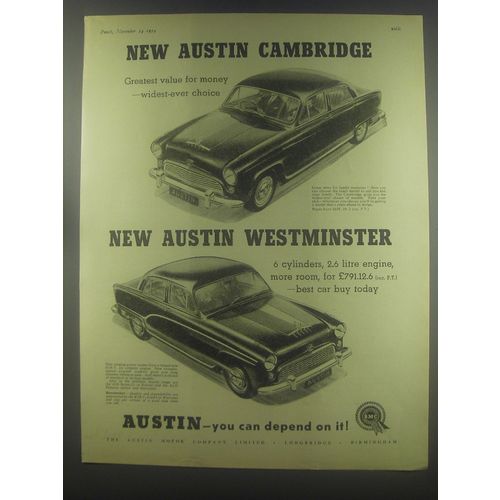 1954 Austin Cambridge and Westminster Cars Advertisement