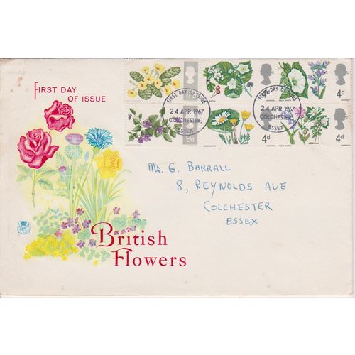 GB 1967 British Flowers FDC Colchester postmark