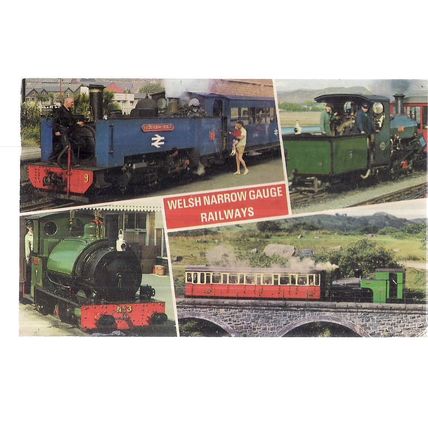 WELSH NARROW GAUGE RAILWAYS vintage used postcard 1980 postmark trains